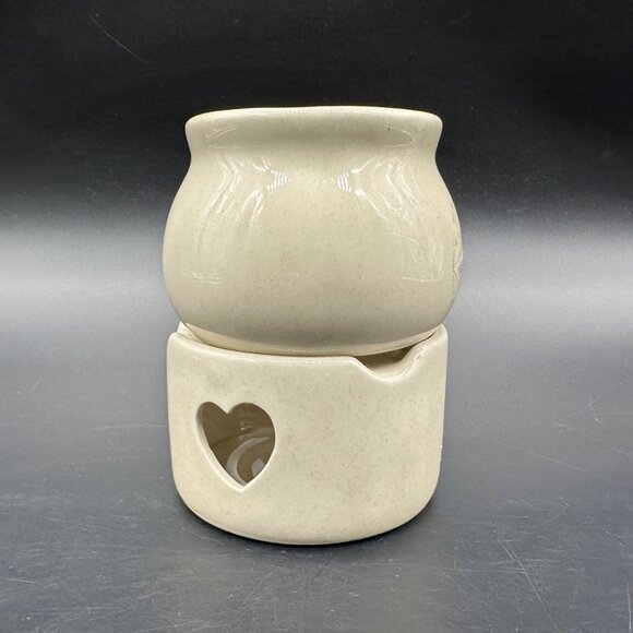 Vintage Potpourri Wax Warmer Heart Cutouts Blue Bow Goose 1980s Ceramic Cottage - Picture 5 of 11
